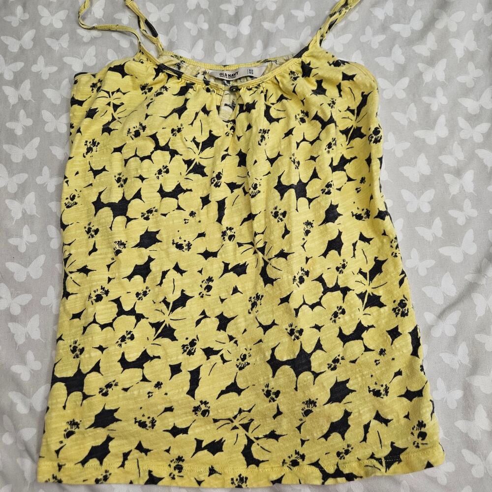 Old Navy Womens XS Yellow Brown Floral Print Cami Top Y2K Indie Sleaze Festival